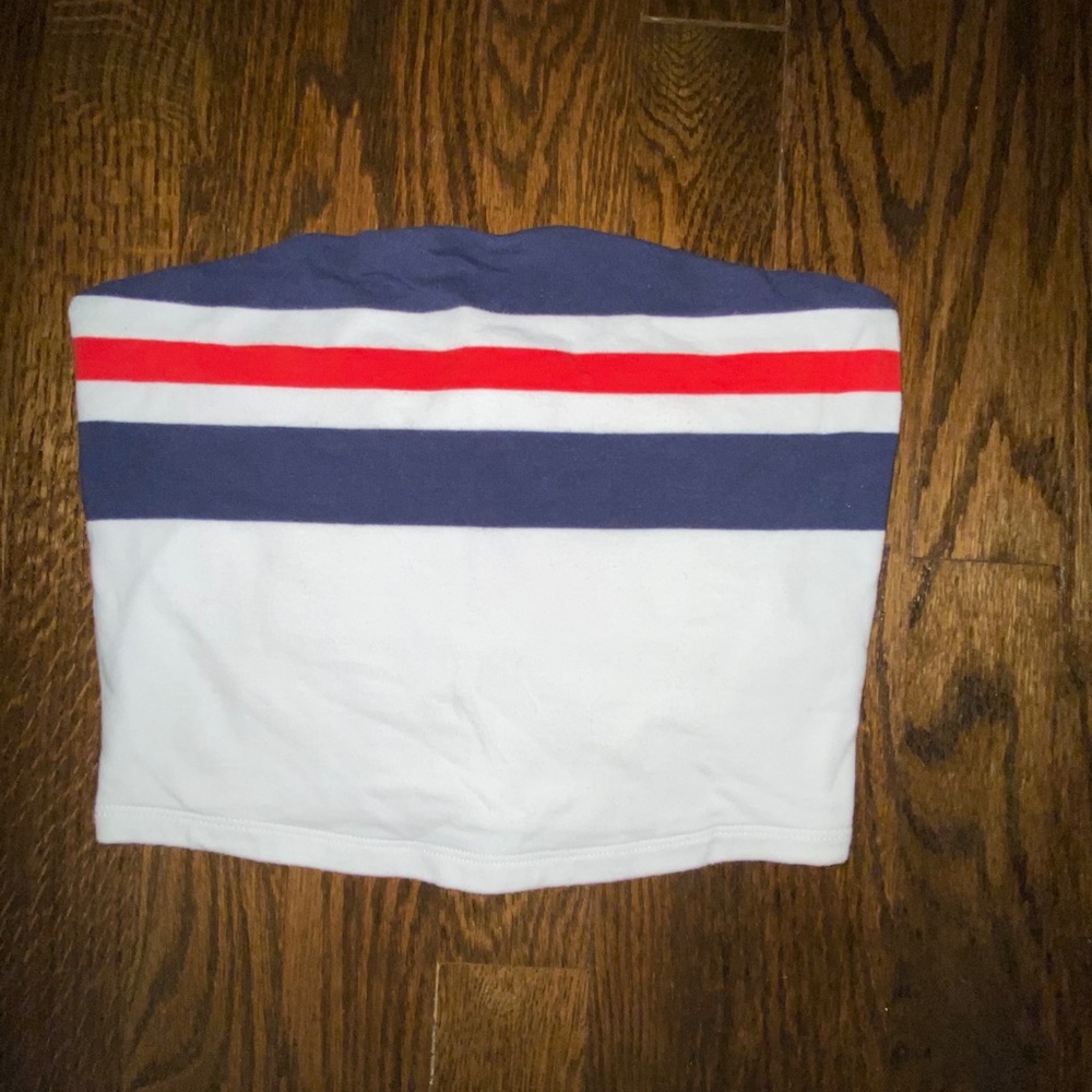 Red, white, and blue tubed top.